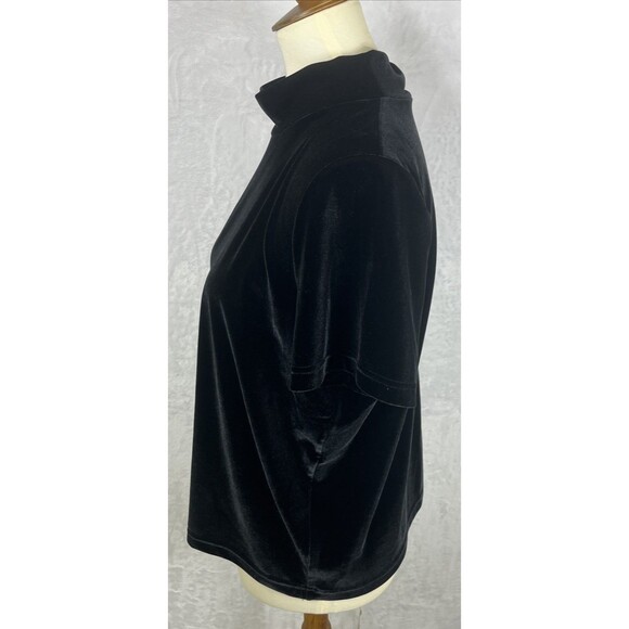 Madewell Velour Blouse Short Sleeved Black Size Large - Picture 3 of 8